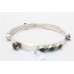 Sterling silver 925 jewelry bangle bracelet green red onyx gem stones C 571